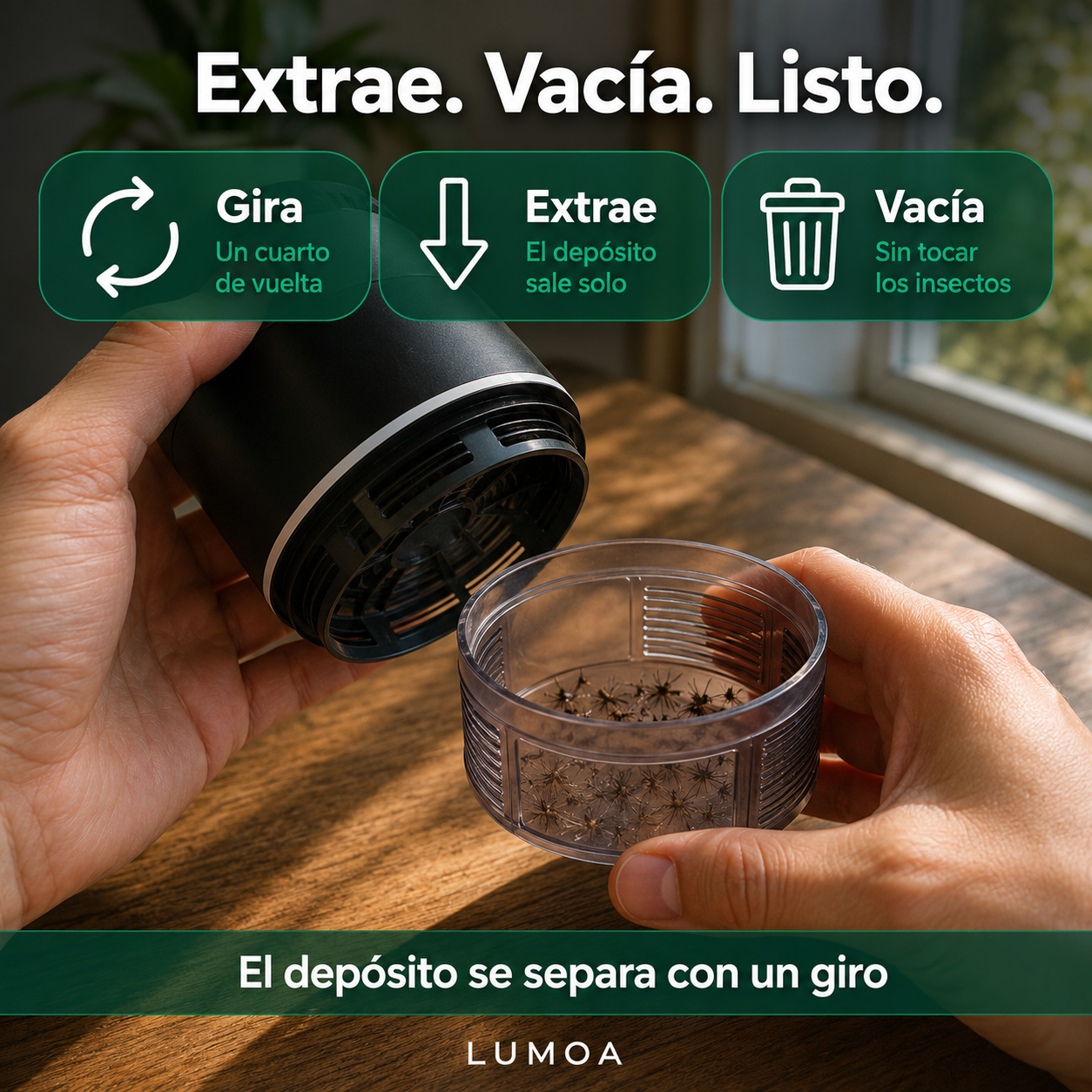 Lámpara Antimosquitos por Succión — Duerme sin que te piquen. Esta noche.